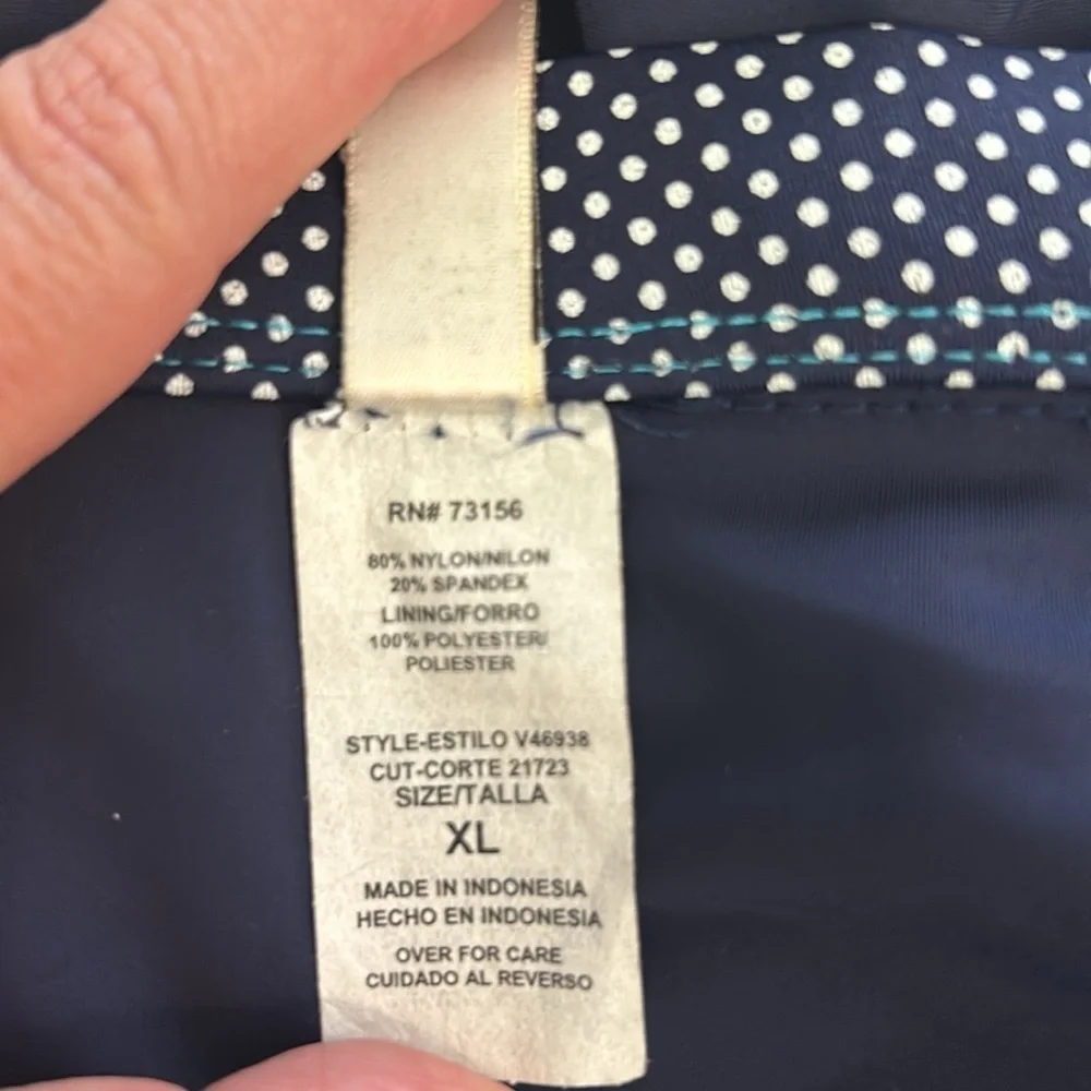 24th & Ocean navy blue polka dot bikini swim bottoms size XL NWOT